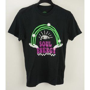New Altru Soul Energy Women's S Black Graphic Combed Cotton Jersey Crew T-Shirt